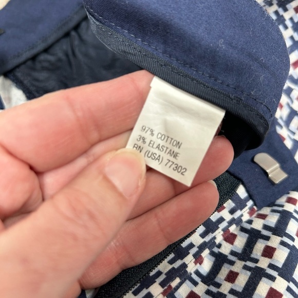 Zara cropped dress pants, Small, geometric pattern, blue, Office Event Casual - Picture 6 of 7